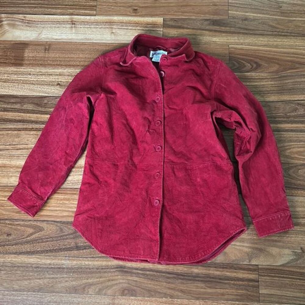 Vintage bagatelle red suede shacket button up shirt jacket woman's medium